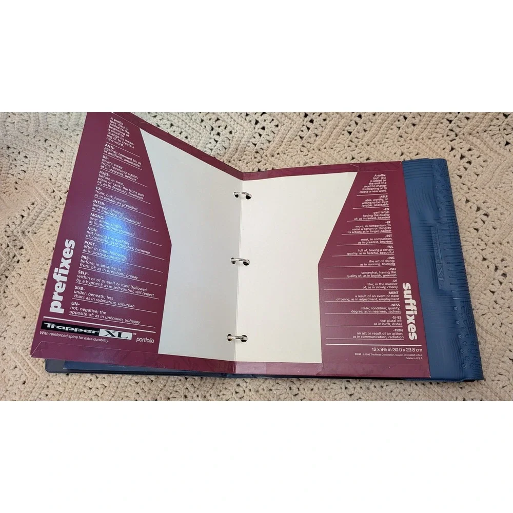Vintage 1993 Mead Trapper Keeper XL Blue Textured Binder Neatbook Notebook 90s